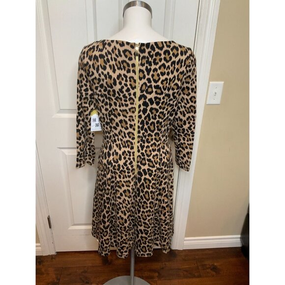 Kate Spade New York Tan & Black Leopard Print Fit & Flare Dress Size 8 - Picture 4 of 5
